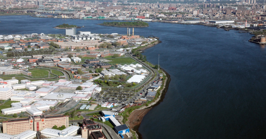 Aerial view of Rikers Island