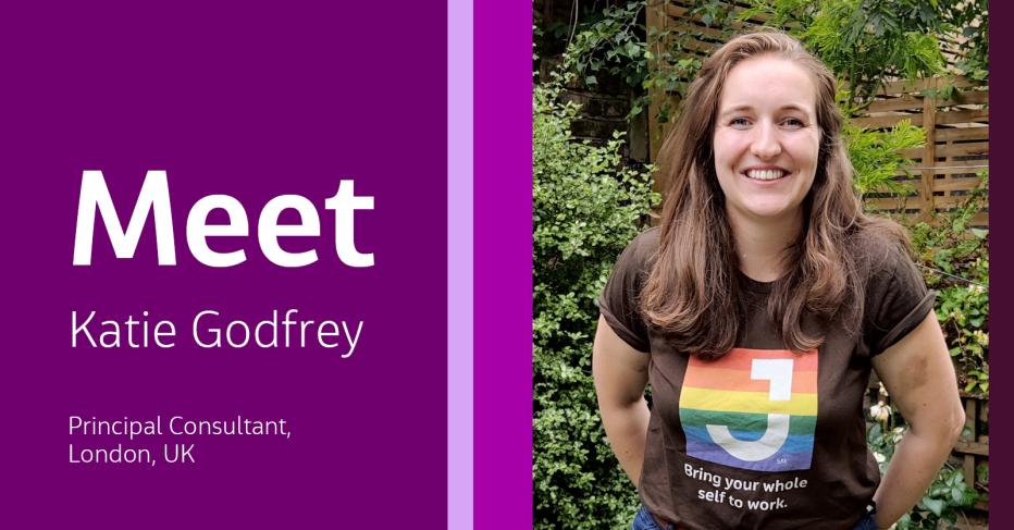 Katie Godfrey wearing Jacobs pride t-shirt