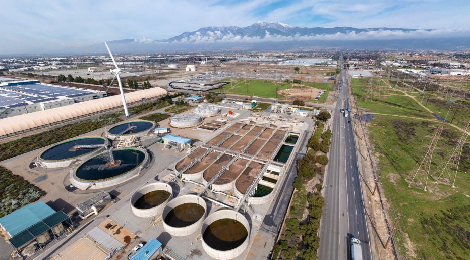 Aerial view of a water treatment facility 