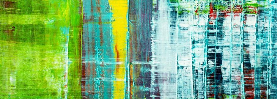 Painting stock image with greens, blues and yellows