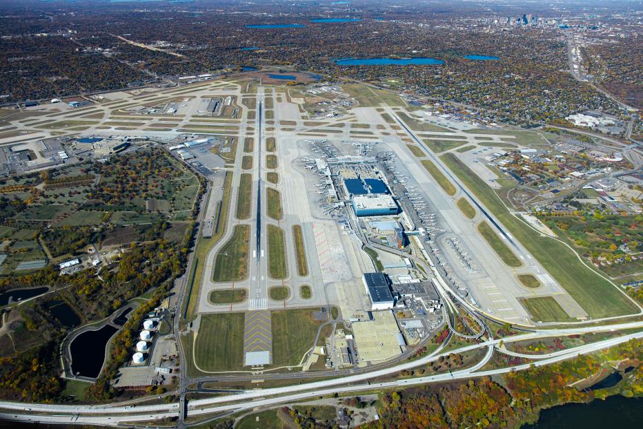 Aerial view of MSP International Airport