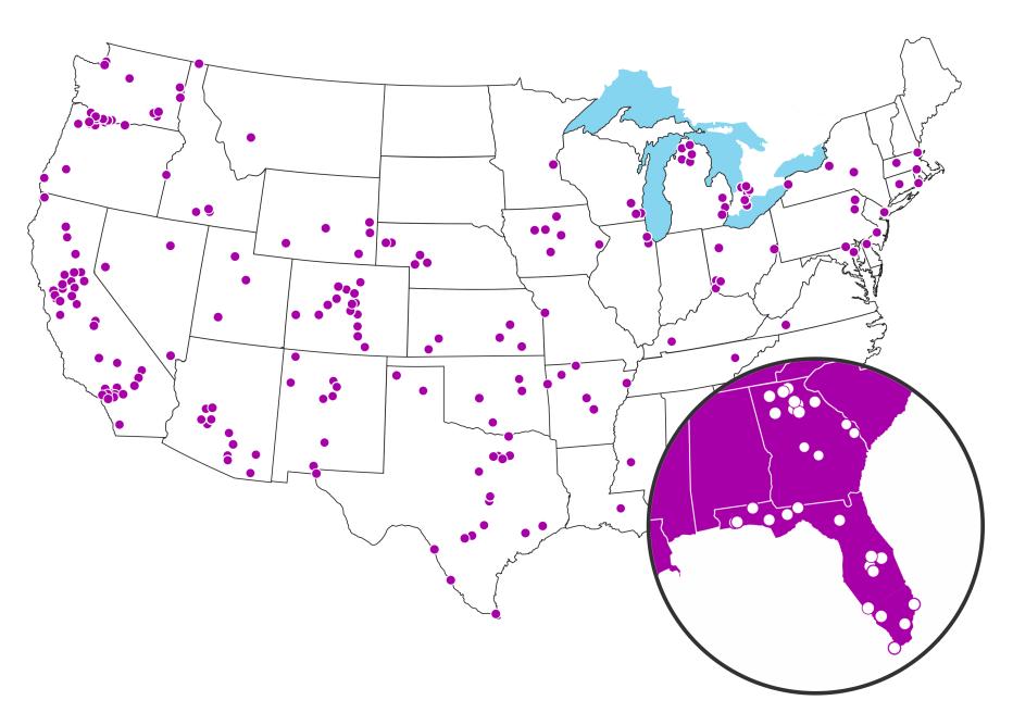 Jacobs in Florida OMFS project sites map