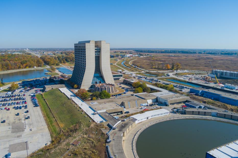 Aerial view of scientific research facilities