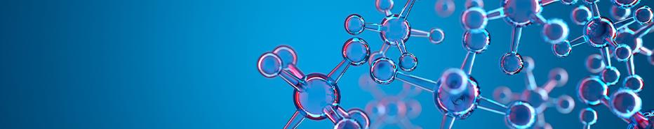 Blue background with molecules
