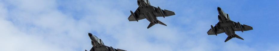 Three F-4 phantom fighter jet