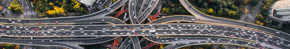Aerial shot of Interchange in Shanghai, China