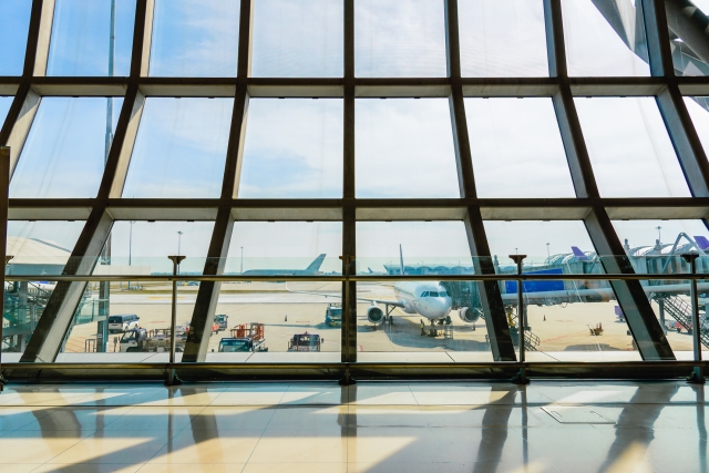 a plane behind bars