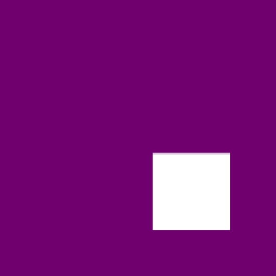 Purple square with smaller white square in bottom right-hand corner