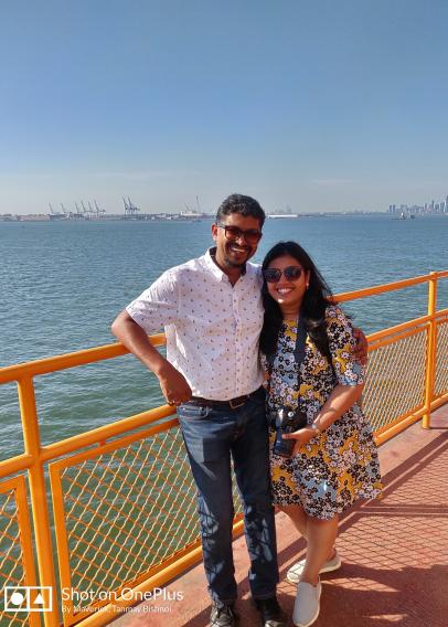 Avid travelers Tanmay and his wife, Soumya, during a holiday in New York in 2019