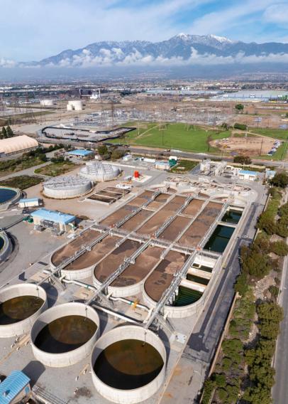 Aerial view of a water treatment facility 