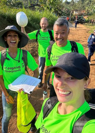 B2P Rwanda team walking to site on day 1