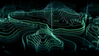 bstract digital landscape resembling a topographic map or data visualization